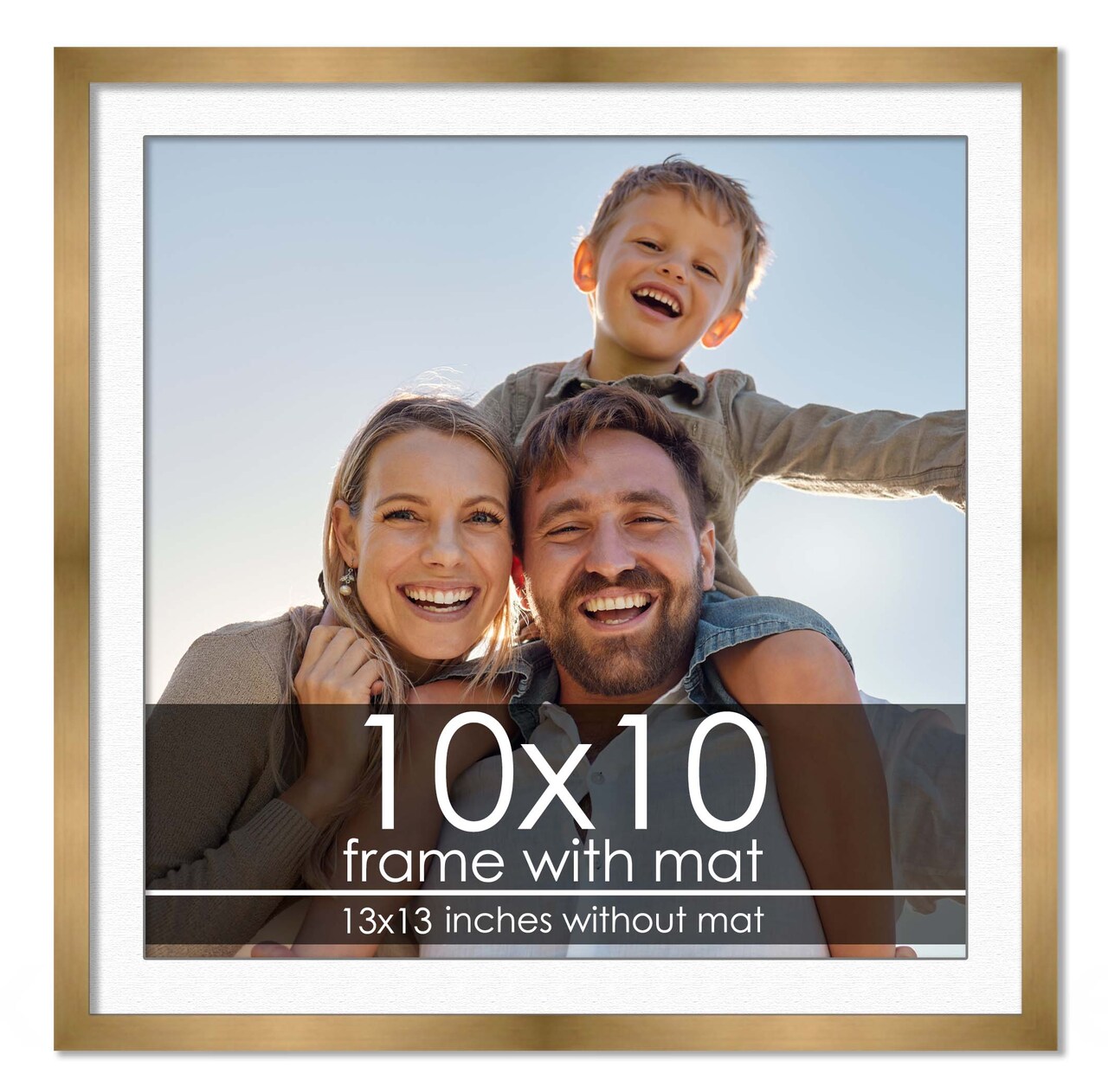 10x10 Frame with Mat - Bronze 13x13 Frame Wood Made to Display Print or Poster Measuring 10 x 10 Inches with White Photo Mat